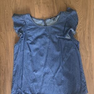 J. Crew Mercantile Denim Ruffle Sleeveless Top